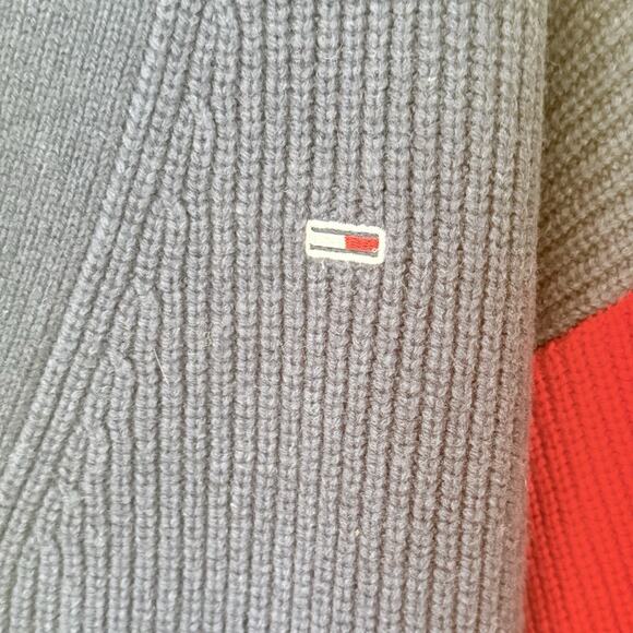 Tommy Jeans Colorblock Cardigan Sweater Men’s XL Wool Blend Red Navy Beige - Picture 3 of 6